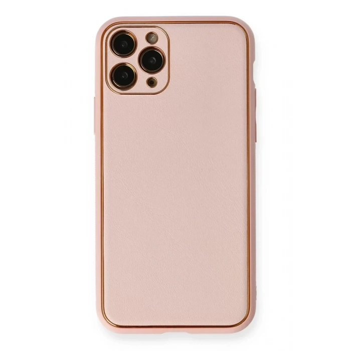 Apple iPhone 11 Pro Max Kılıf Coco Deri Silikon Kapak - Pembe