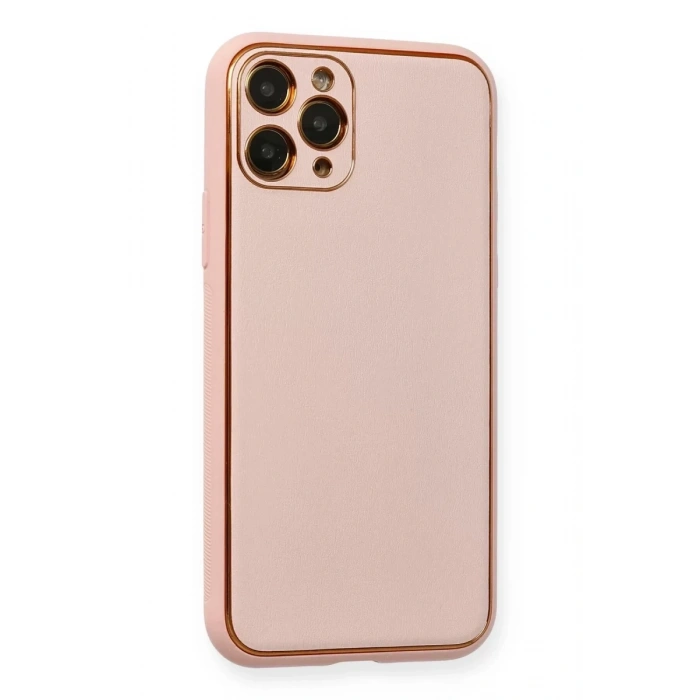 Apple iPhone 11 Pro Max Kılıf Coco Deri Silikon Kapak - Pembe