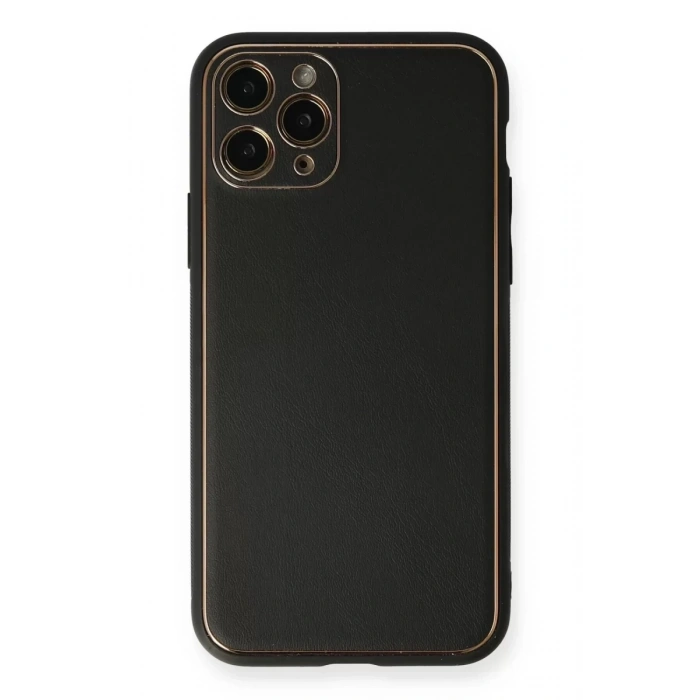 Apple iPhone 11 Pro Max Kılıf Coco Deri Silikon Kapak - Siyah