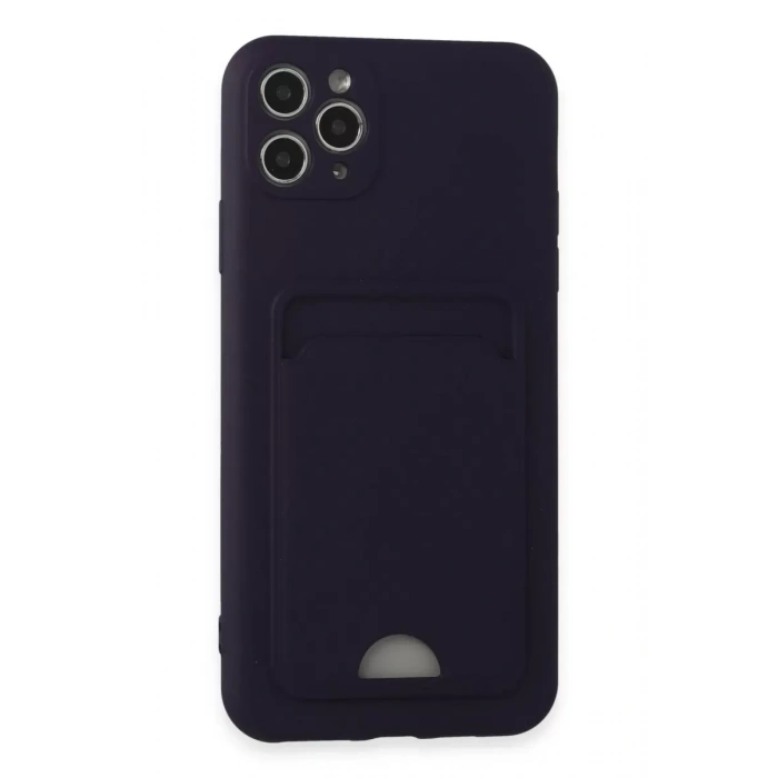 Apple iPhone 11 Pro Max Kılıf Kelvin Kartvizitli Silikon - Derin Mor