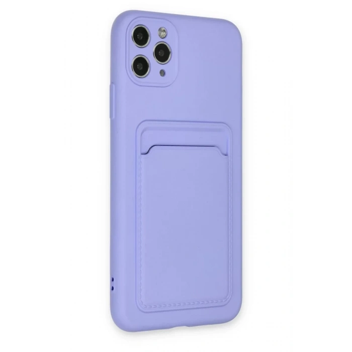 Apple iPhone 11 Pro Max Kılıf Kelvin Kartvizitli Silikon - Lila