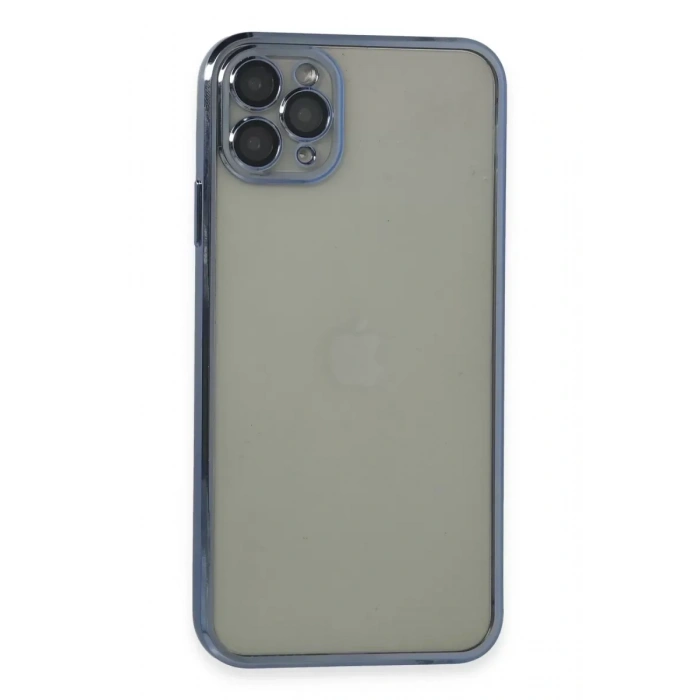 Apple iPhone 11 Pro Max Kılıf Lensli Silikon - Açık Mavi