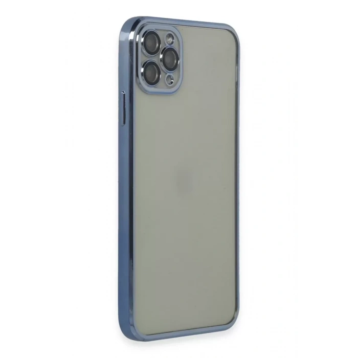 Apple iPhone 11 Pro Max Kılıf Lensli Silikon - Açık Mavi