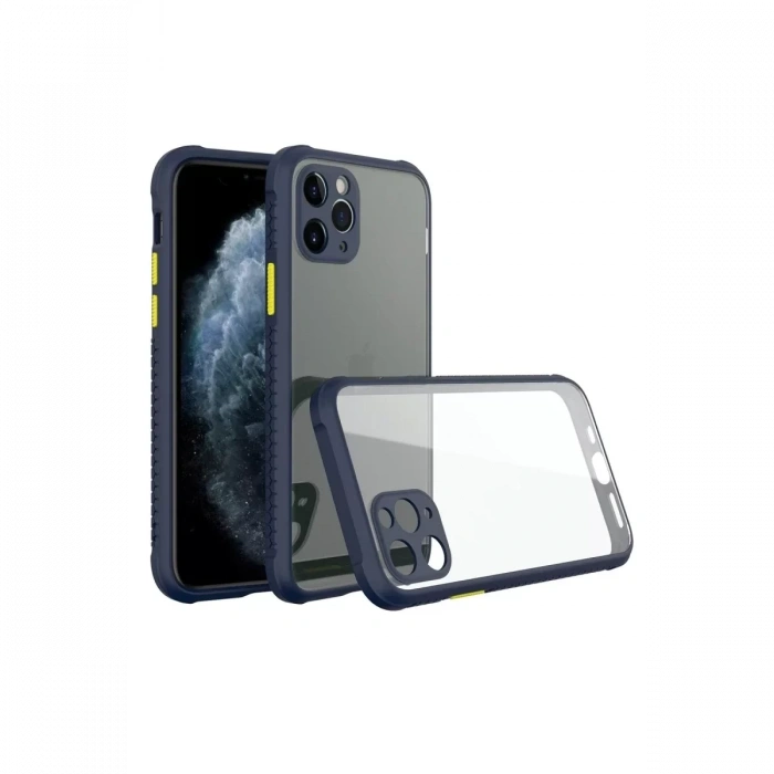 Apple iPhone 11 Pro Max Kılıf Miami Şeffaf Silikon - Lacivert