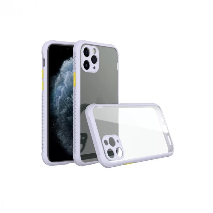 Apple iPhone 11 Pro Max Kılıf Miami Şeffaf Silikon - Lila