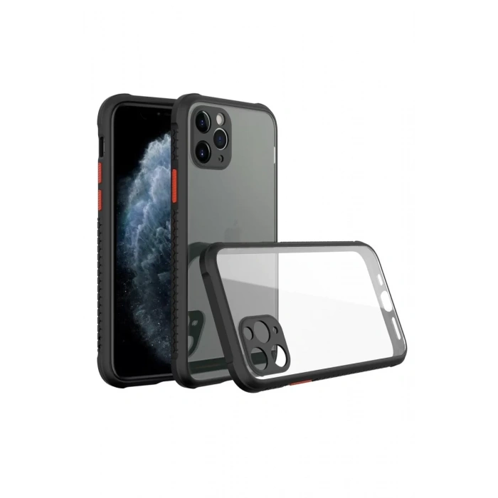 Apple iPhone 11 Pro Max Kılıf Miami Şeffaf Silikon - Siyah