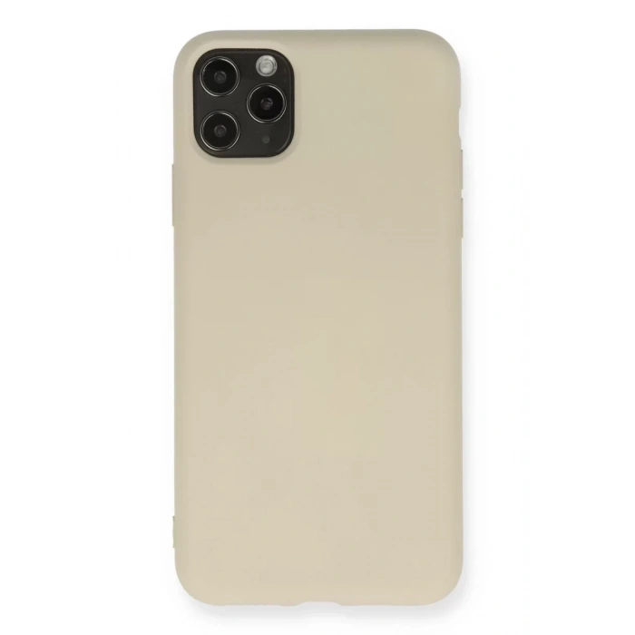 Apple iPhone 11 Pro Max Kılıf Nano içi Kadife Silikon - Bej