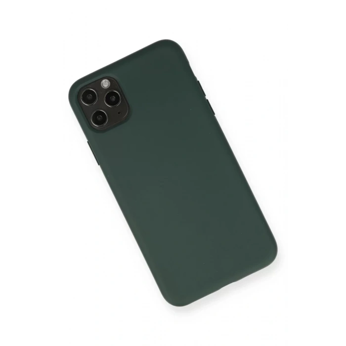 Apple iPhone 11 Pro Max Kılıf Nano içi Kadife Silikon - Koyu Yeşil