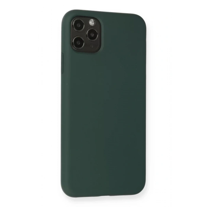 Apple iPhone 11 Pro Max Kılıf Nano içi Kadife Silikon - Koyu Yeşil