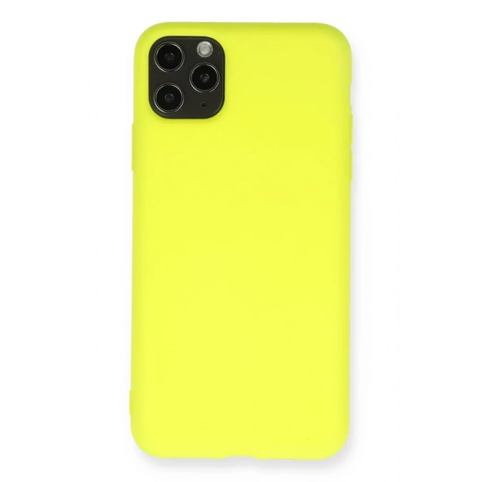 Apple iPhone 11 Pro Max Kılıf Nano içi Kadife Silikon - Sarı