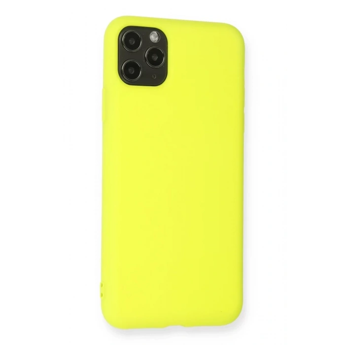 Apple iPhone 11 Pro Max Kılıf Nano içi Kadife Silikon - Sarı