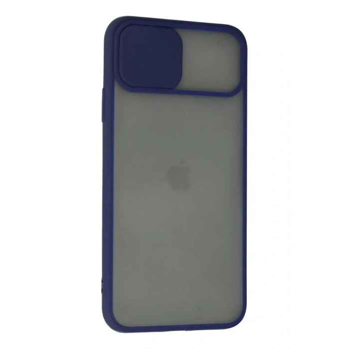 Apple iPhone 11 Pro Max Kılıf Palm Buzlu Kamera Sürgülü Silikon - Lacivert