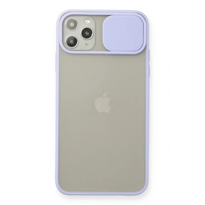 Apple iPhone 11 Pro Max Kılıf Palm Buzlu Kamera Sürgülü Silikon - Lila