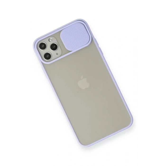 Apple iPhone 11 Pro Max Kılıf Palm Buzlu Kamera Sürgülü Silikon - Lila
