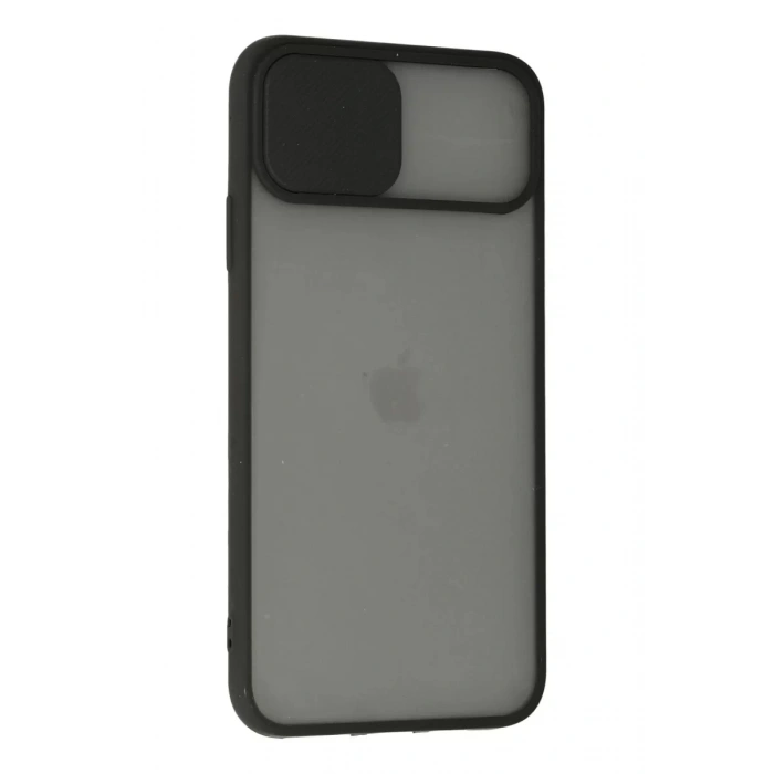 Apple iPhone 11 Pro Max Kılıf Palm Buzlu Kamera Sürgülü Silikon - Siyah