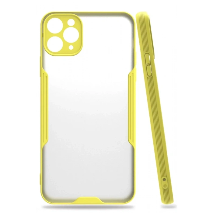 Apple iPhone 11 Pro Max Kılıf Platin Silikon - Sarı