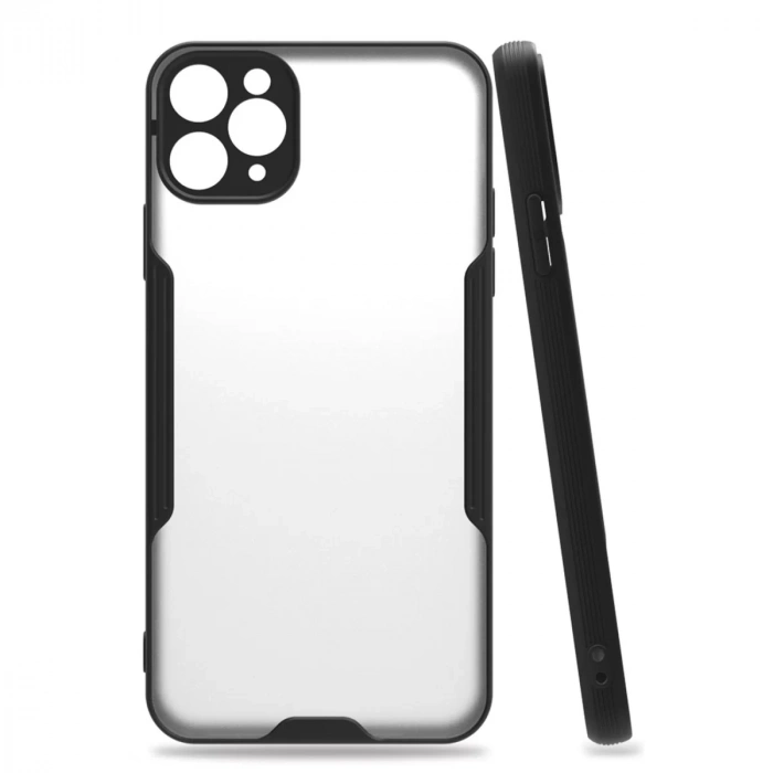 Apple iPhone 11 Pro Max Kılıf Platin Silikon - Siyah
