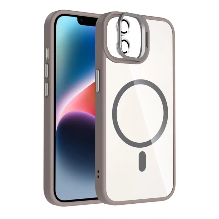 Apple iPhone 11 Remim Lensli Magsafe Standlı Kapak - Titan Gri