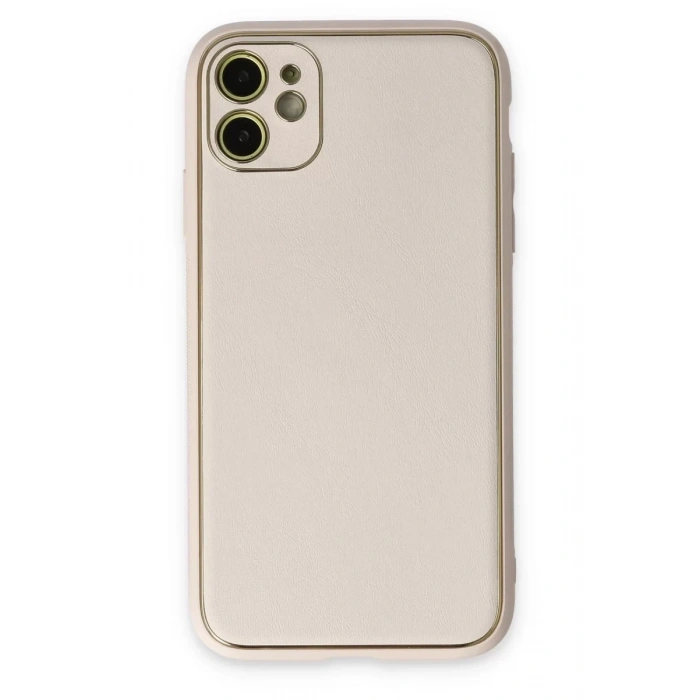 Apple iPhone 12 Kılıf Coco Deri Silikon Kapak - Beyaz