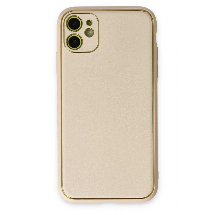 Apple iPhone 12 Kılıf Coco Deri Silikon Kapak - Gold