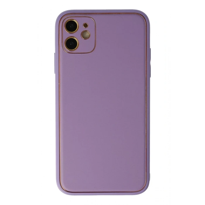 Apple iPhone 12 Kılıf Coco Deri Silikon Kapak - Lila