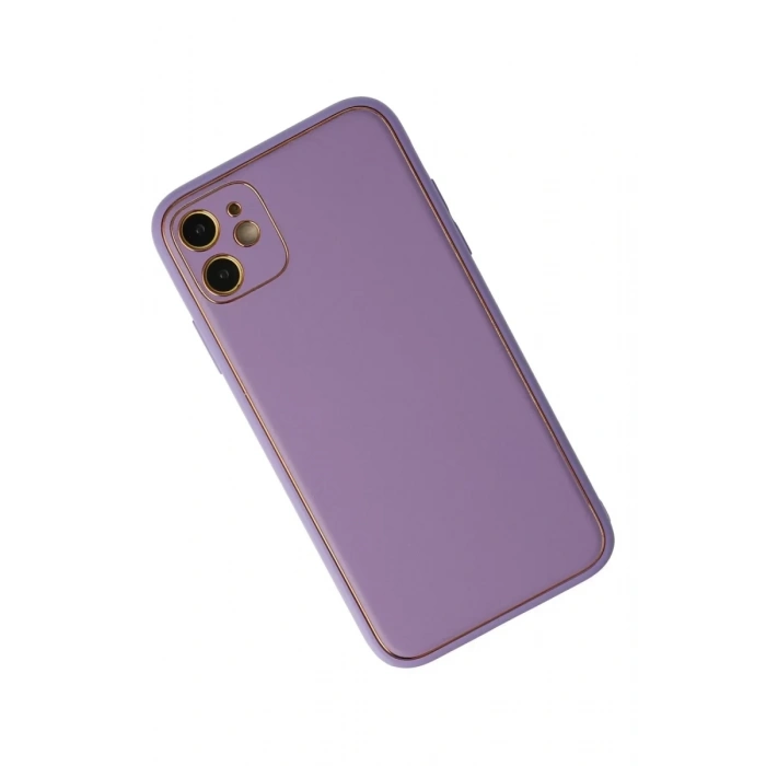 Apple iPhone 12 Kılıf Coco Deri Silikon Kapak - Lila