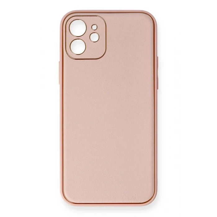 Apple iPhone 12 Kılıf Coco Deri Silikon Kapak - Pembe