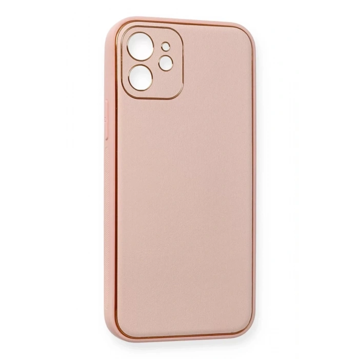 Apple iPhone 12 Kılıf Coco Deri Silikon Kapak - Pembe