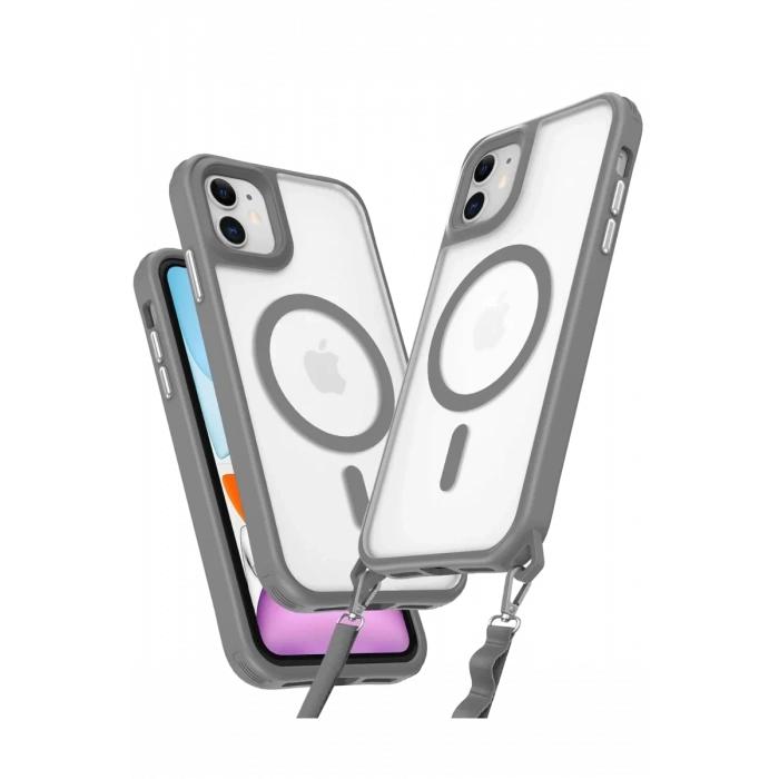 Apple iPhone 12 Kılıf Enka Magsafe Silikon Kılıf - Titan Gri
