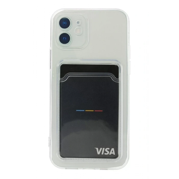 Apple iPhone 12 Kılıf Kart Şeffaf Silikon - Şeffaf