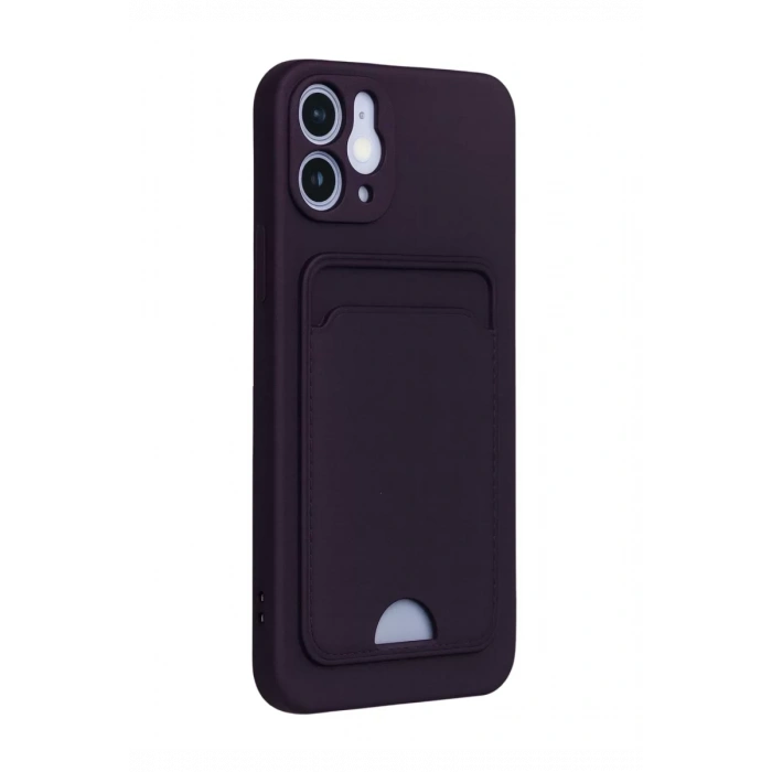 Apple iPhone 12 Kılıf Kelvin Kartvizitli Silikon - Derin Mor