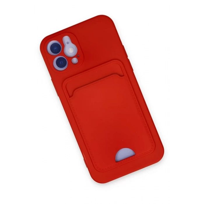 Apple iPhone 12 Kılıf Kelvin Kartvizitli Silikon - Kırmızı