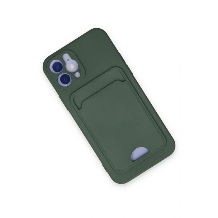 Apple iPhone 12 Kılıf Kelvin Kartvizitli Silikon - Koyu Yeşil