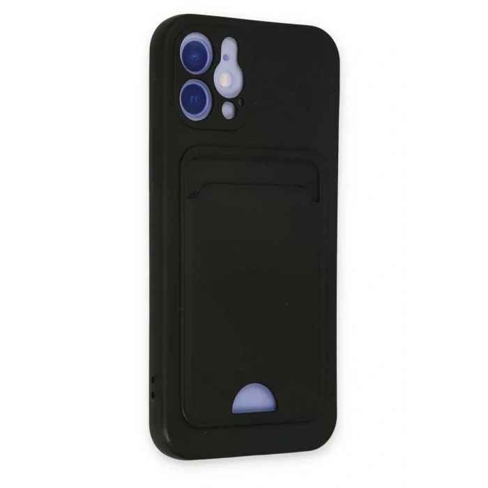 Apple iPhone 12 Kılıf Kelvin Kartvizitli Silikon - Siyah