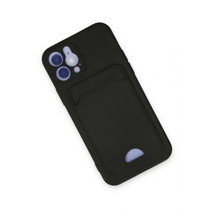 Apple iPhone 12 Kılıf Kelvin Kartvizitli Silikon - Siyah