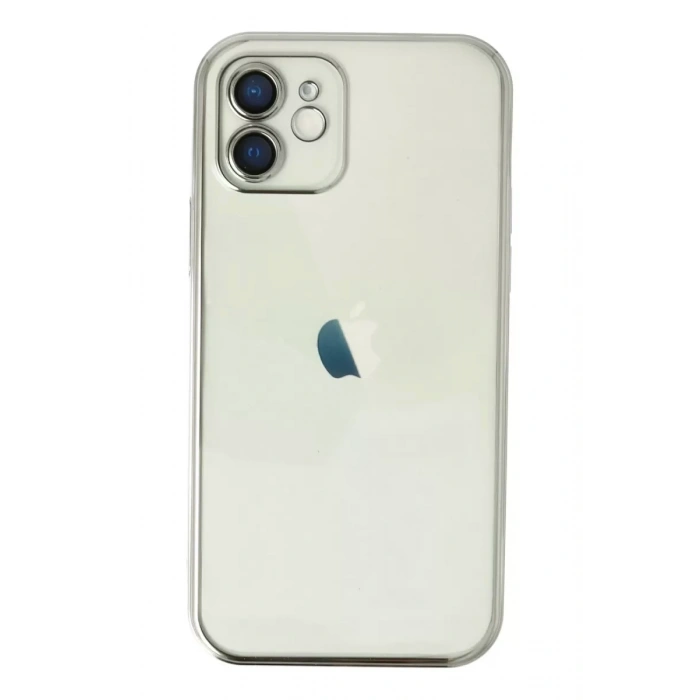 Apple iPhone 12 Kılıf Lensli Silikon - Gümüş