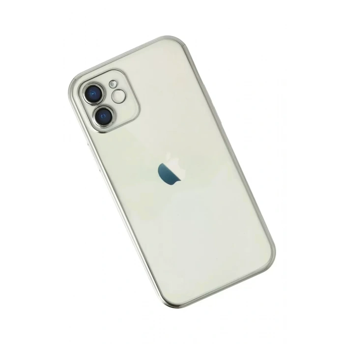 Apple iPhone 12 Kılıf Lensli Silikon - Gümüş