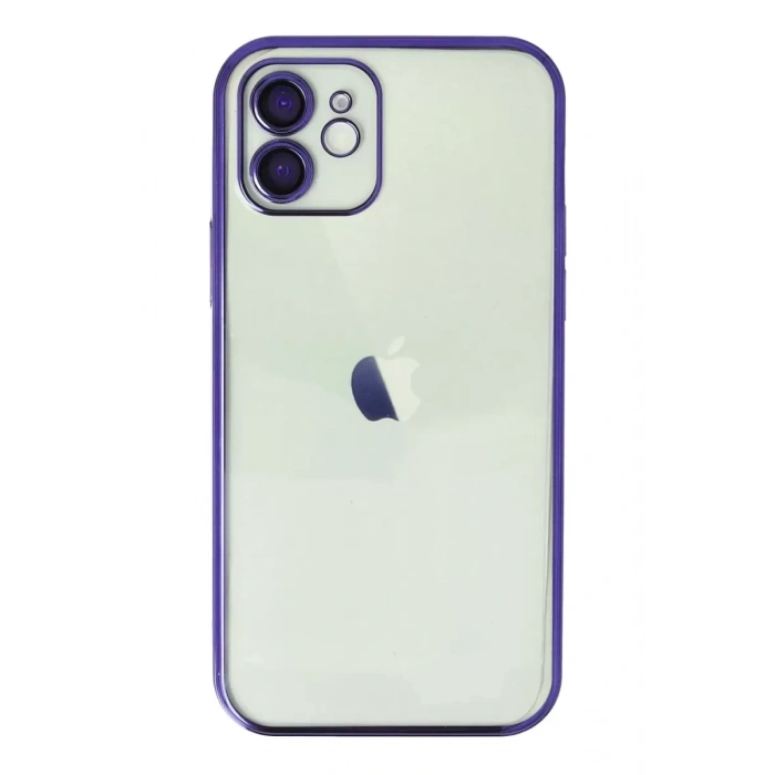 Apple iPhone 12 Kılıf Lensli Silikon - Mor