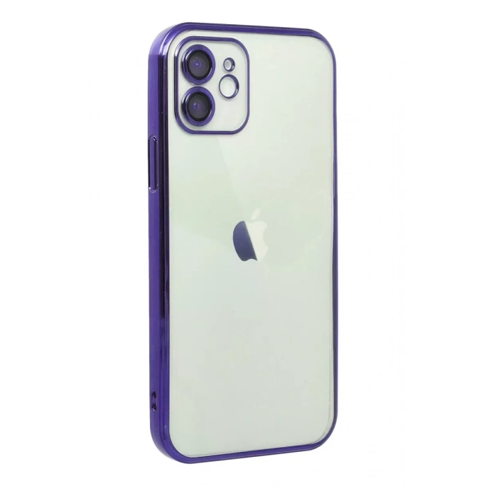 Apple iPhone 12 Kılıf Lensli Silikon - Mor