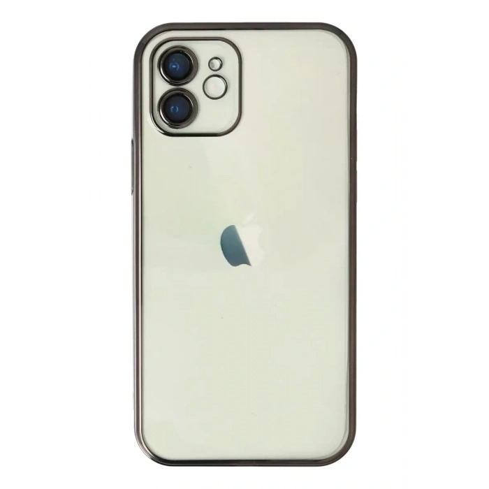 Apple iPhone 12 Kılıf Lensli Silikon - Siyah