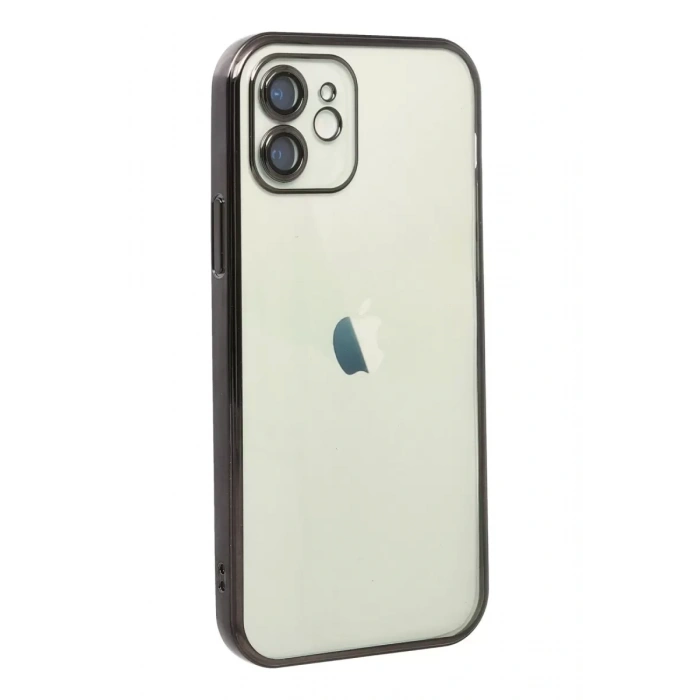 Apple iPhone 12 Kılıf Lensli Silikon - Siyah