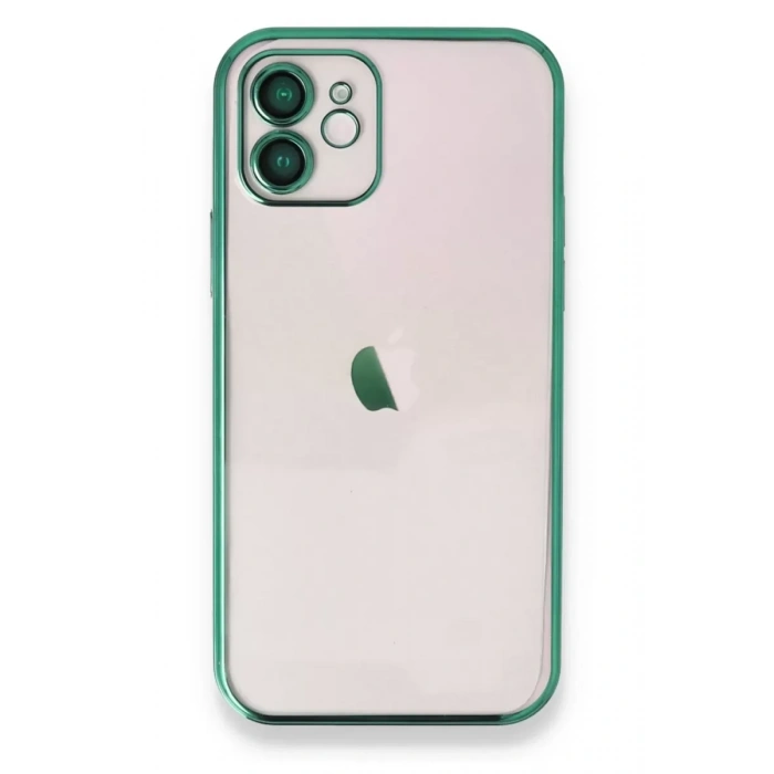 Apple iPhone 12 Kılıf Lensli Silikon - Yeşil