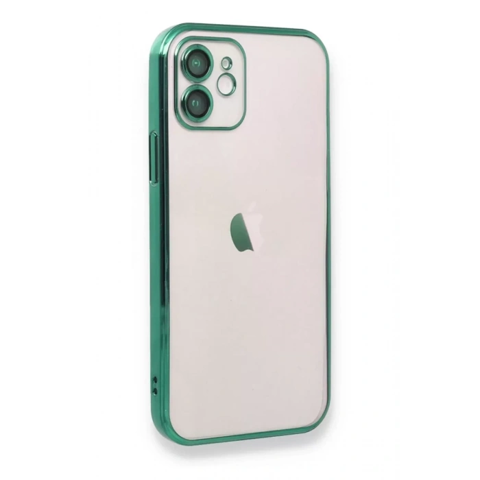 Apple iPhone 12 Kılıf Lensli Silikon - Yeşil