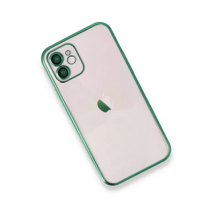 Apple iPhone 12 Kılıf Lensli Silikon - Yeşil
