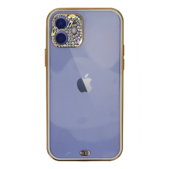 Apple iPhone 12 Kılıf Liva Taşlı Silikon - Beyaz
