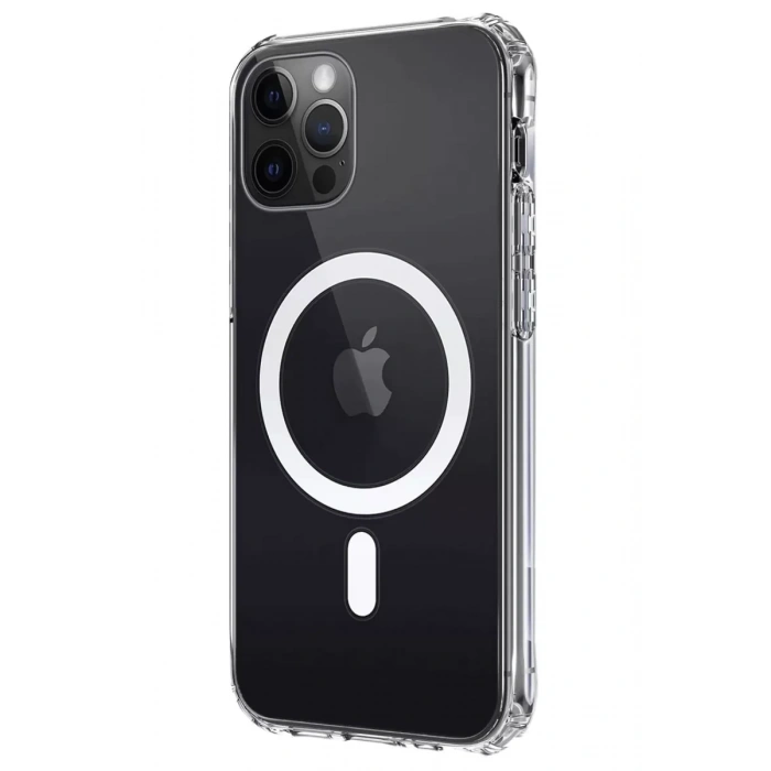 Apple iPhone 12 Kılıf Magneticsafe Şeffaf Silikon - Şeffaf
