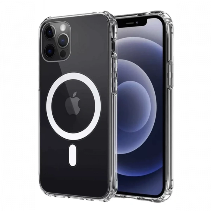 Apple iPhone 12 Kılıf Magneticsafe Şeffaf Silikon - Şeffaf