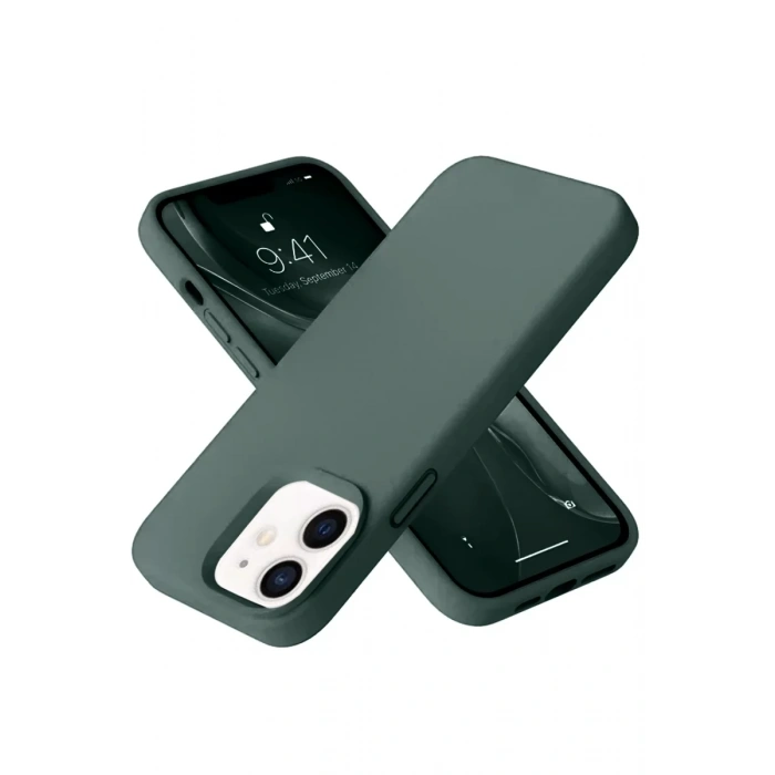Apple iPhone 12 Kılıf Nano içi Kadife Silikon - Koyu Yeşil