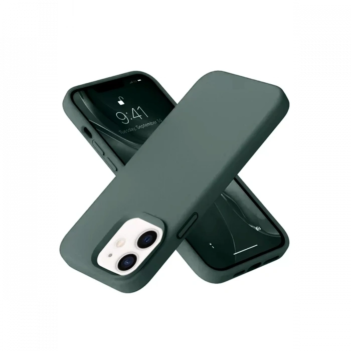 Apple iPhone 12 Kılıf Nano içi Kadife Silikon - Koyu Yeşil