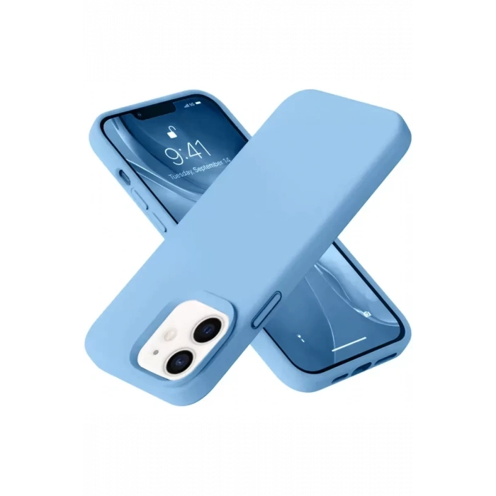 Apple iPhone 12 Kılıf Nano içi Kadife Silikon - Mavi